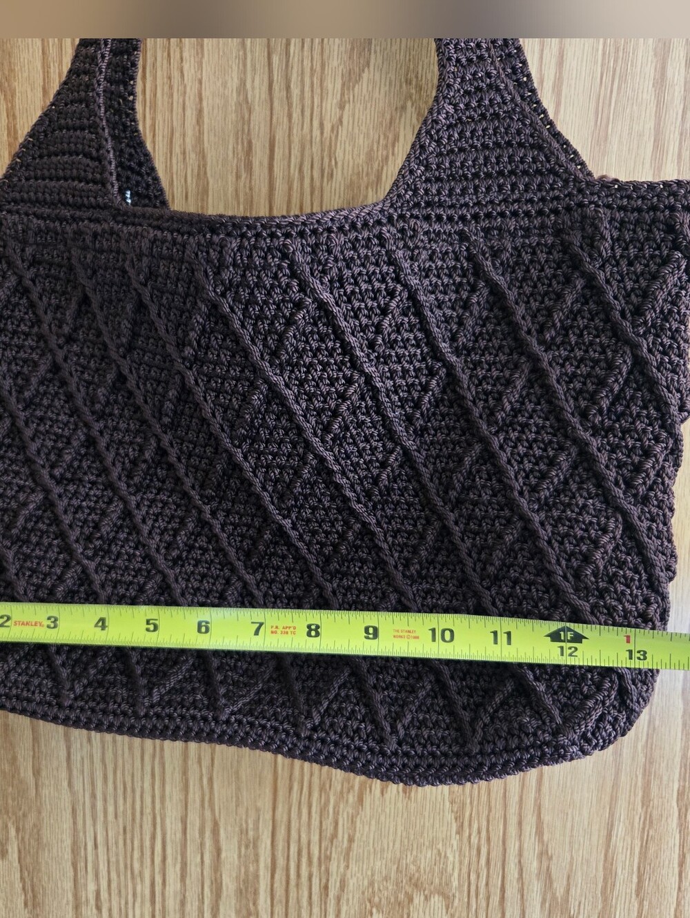 The Sak Shoulder Bag Brown Diamond Crochet Knit Double Strap Boho - Picture 10 of 10